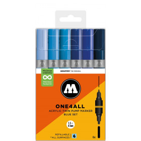 ONE4ALL™ Acrylic Twin 1,5mm/4mm 6x Blue Set-Clear Box